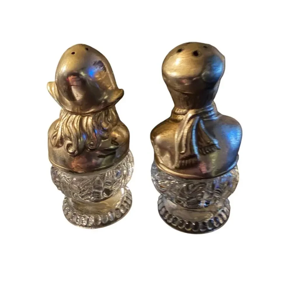 Guardian Service Salt and Pepper Shaker Set Dutch Boy and Girl Silver-plated